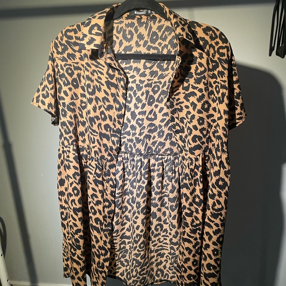 MISSGUIDED A Line Babydoll Dress Leopard Oversized - Picture 4 of 9